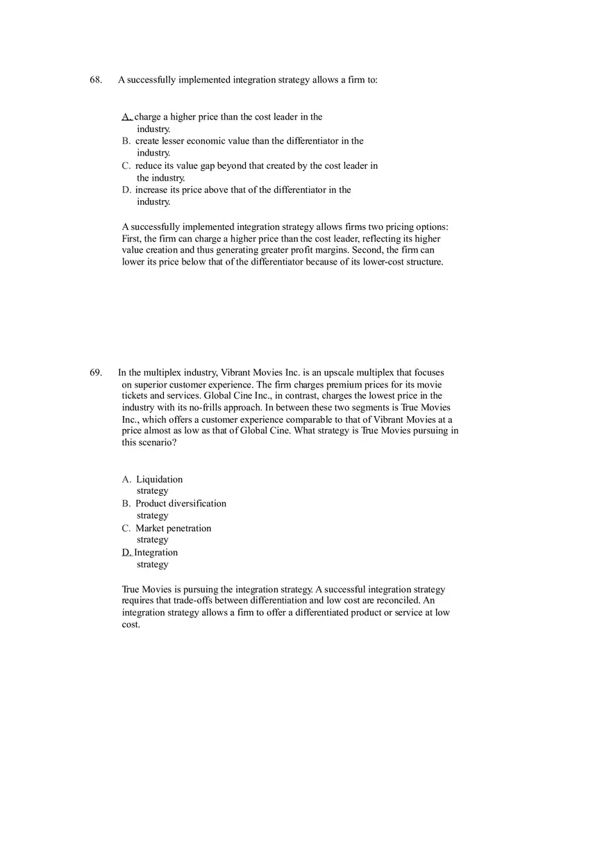Differentiation, Cost Leadership, and Integration Answer Key Part 4 - Page 5