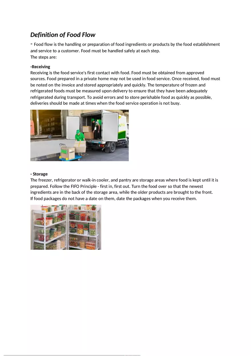 Definition of Food Hygiene and Food Flow - Page 2