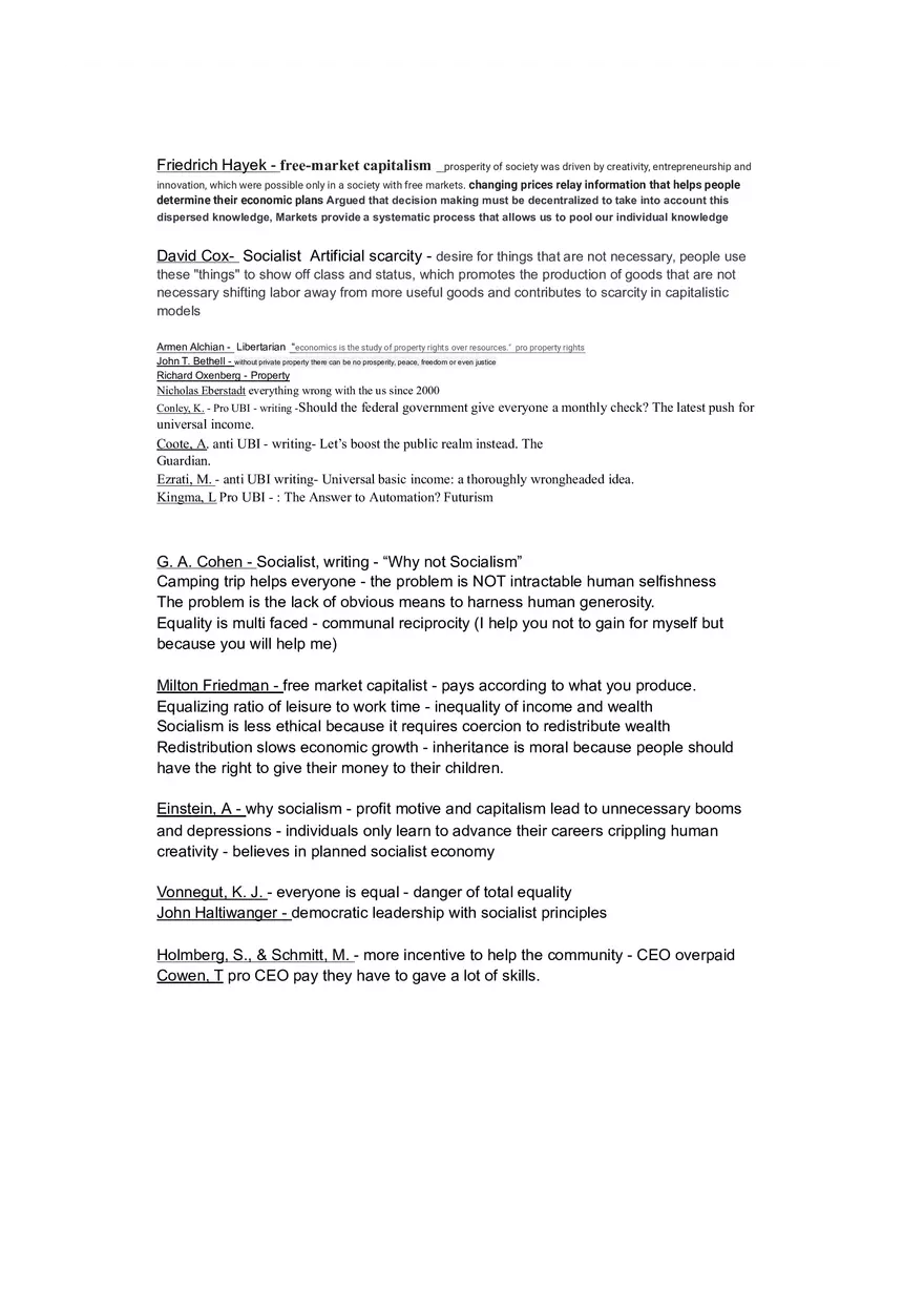 Free-market Capitalism Cheat Sheet - Page 1