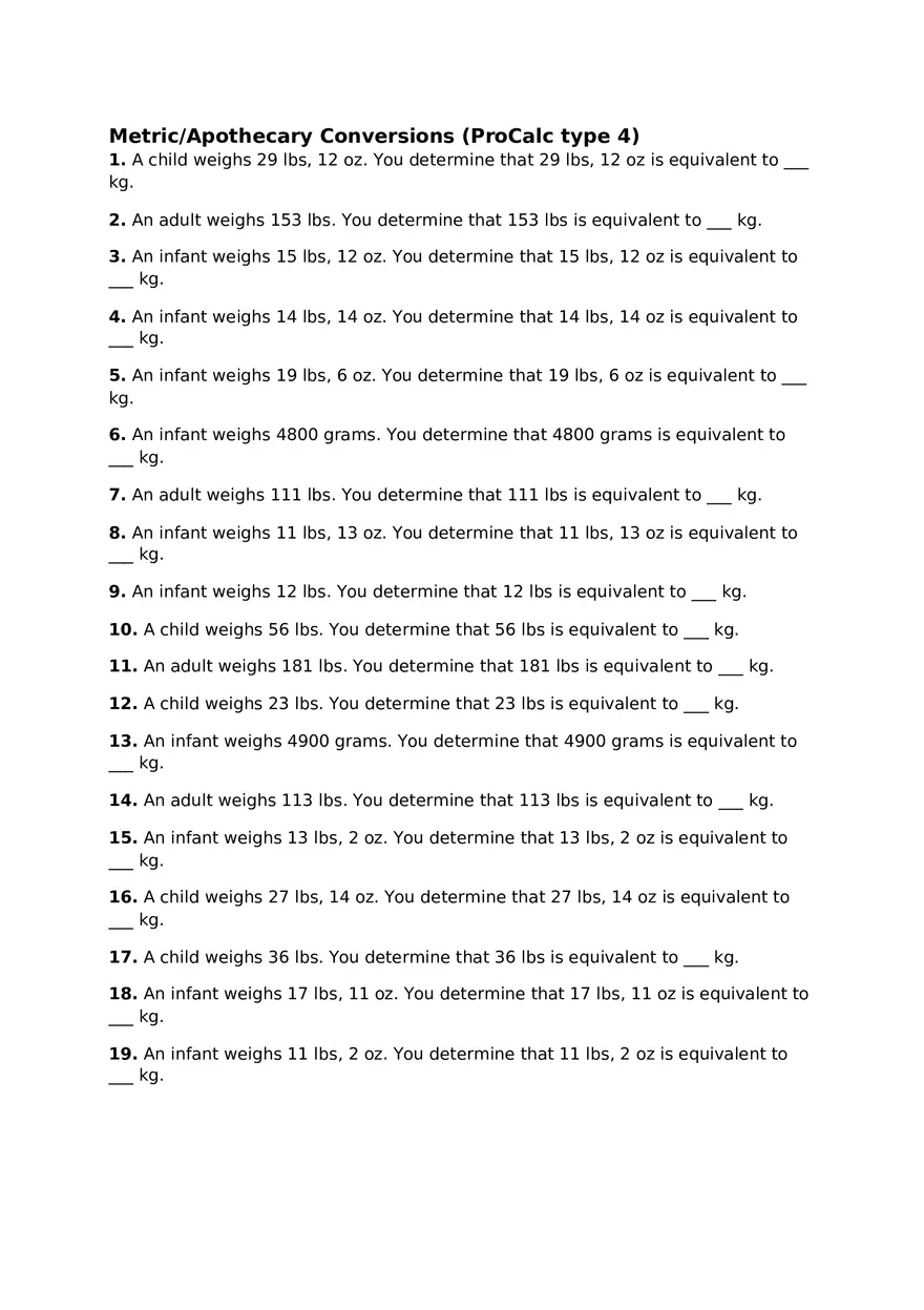 Metric Conversions Using ProCalc (Type 4-5 Calculator Method) - Page 1
