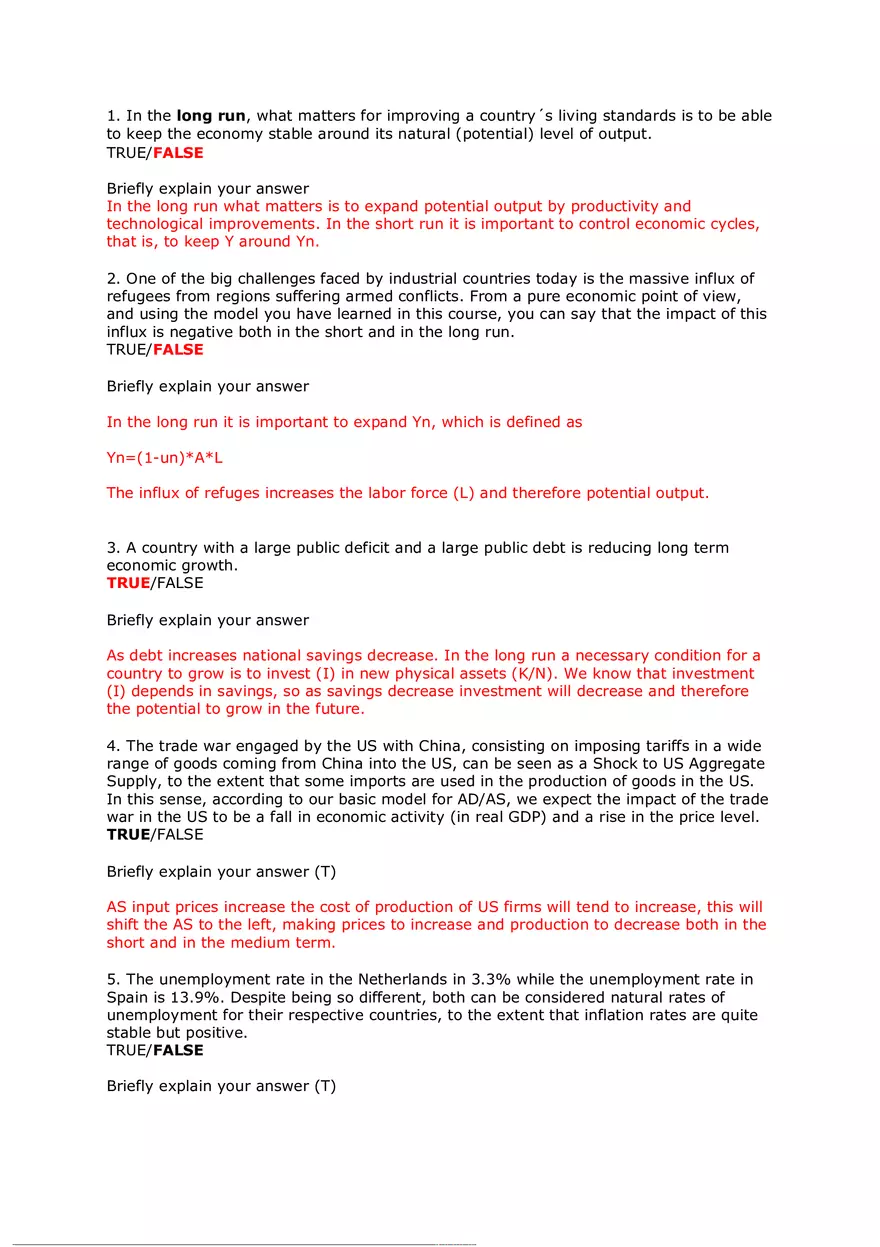 Labor Market, AD-AS Model Solutions - Page 3