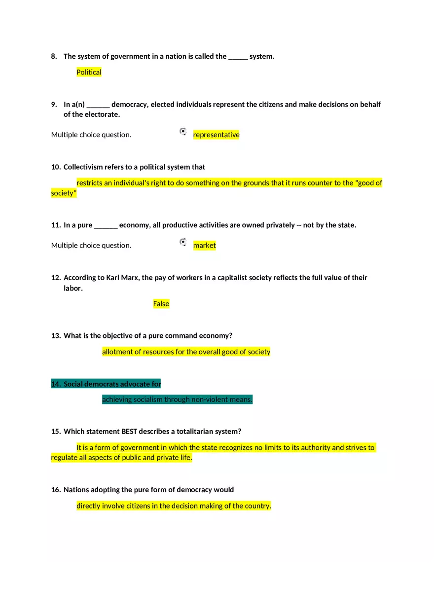 Differences in Political Systems Answers - Page 2