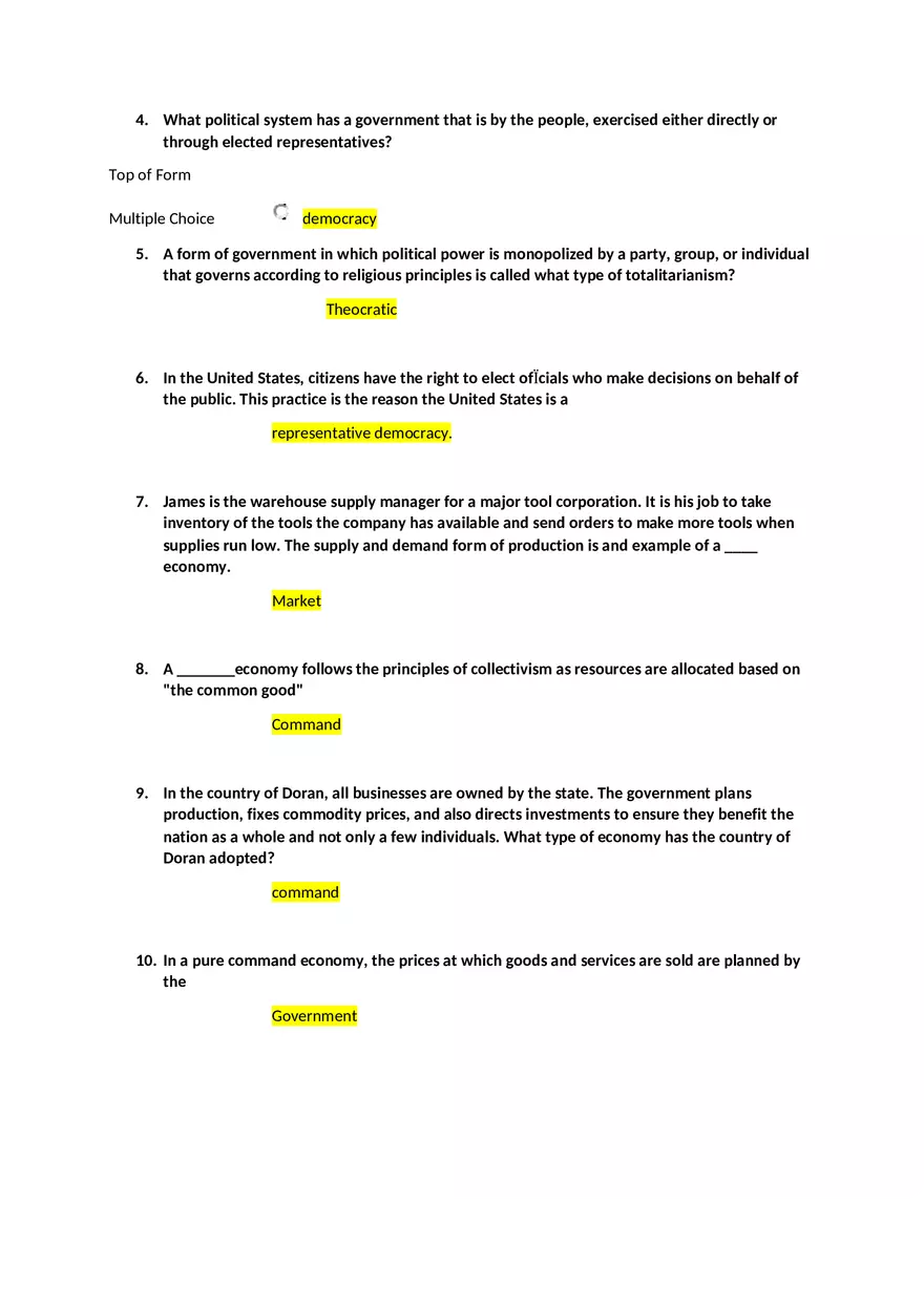 Differences in Political Systems Answers - Page 6