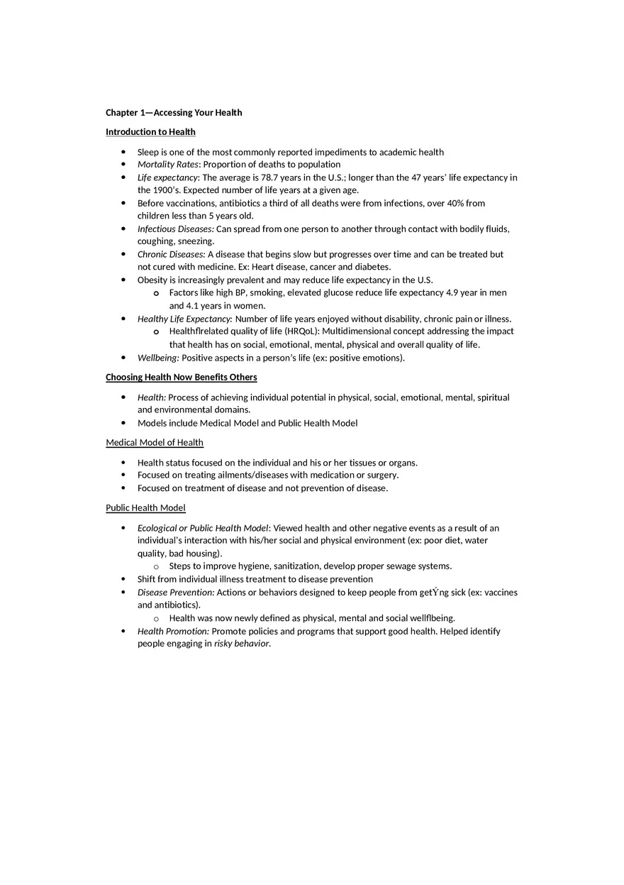 Summary Health the Basics - Page 1