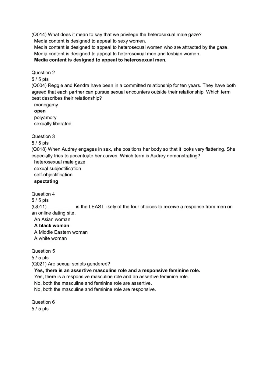 Gender and Society Chapter 10 Quiz - Page 1