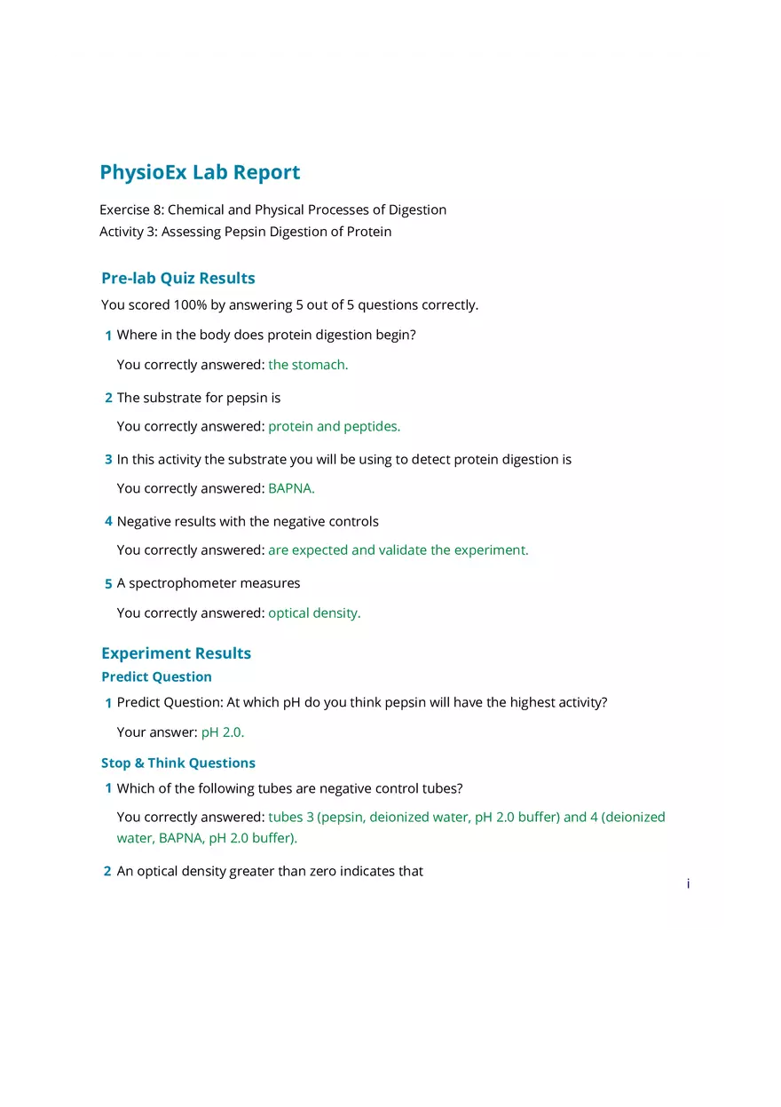 Assessing Pepsin Digestion of Protein - Page 1