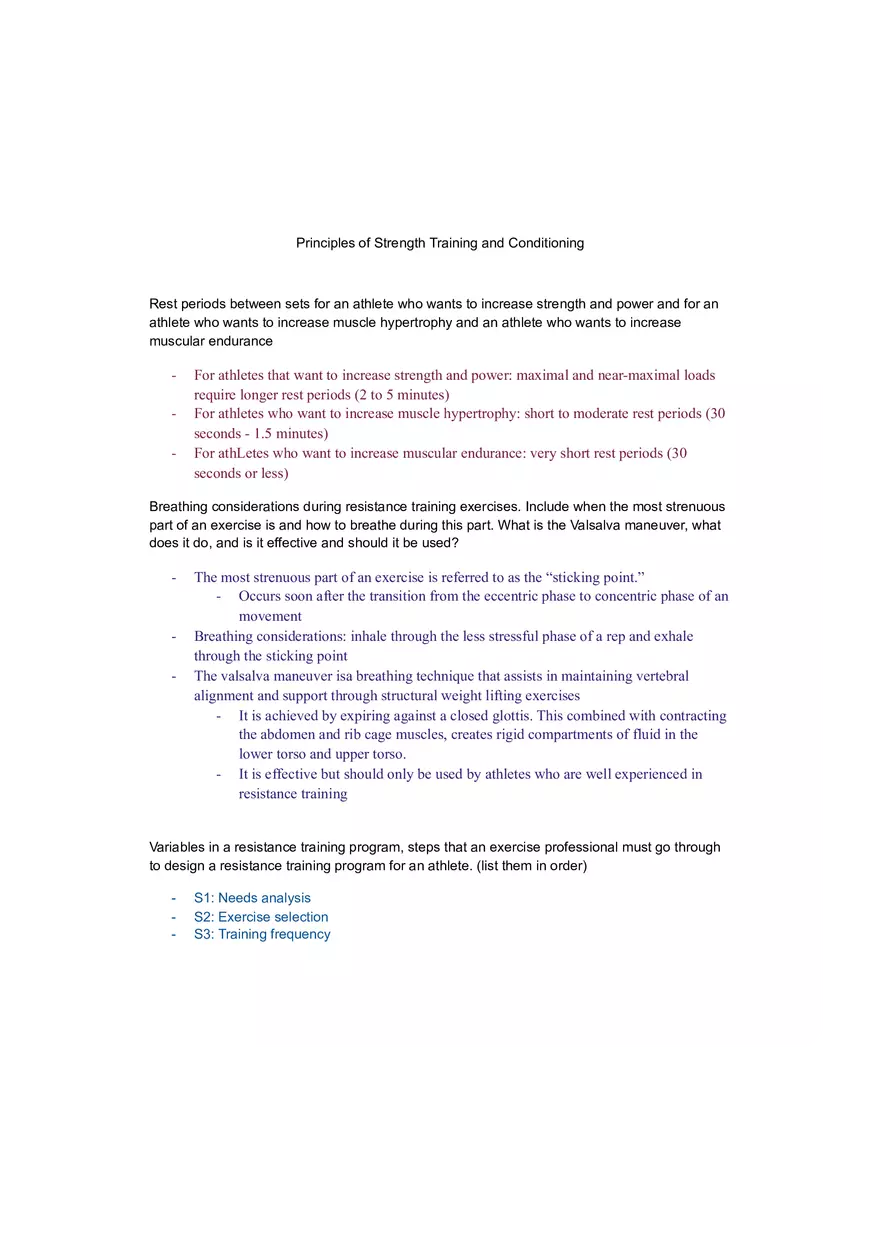 Principles of Strength Training and Conditioning Exam #3 - Page 1