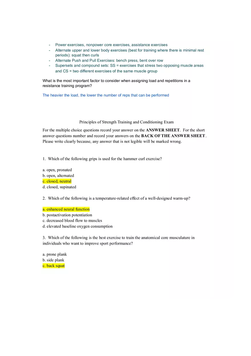 Principles of Strength Training and Conditioning Exam #3 - Page 4