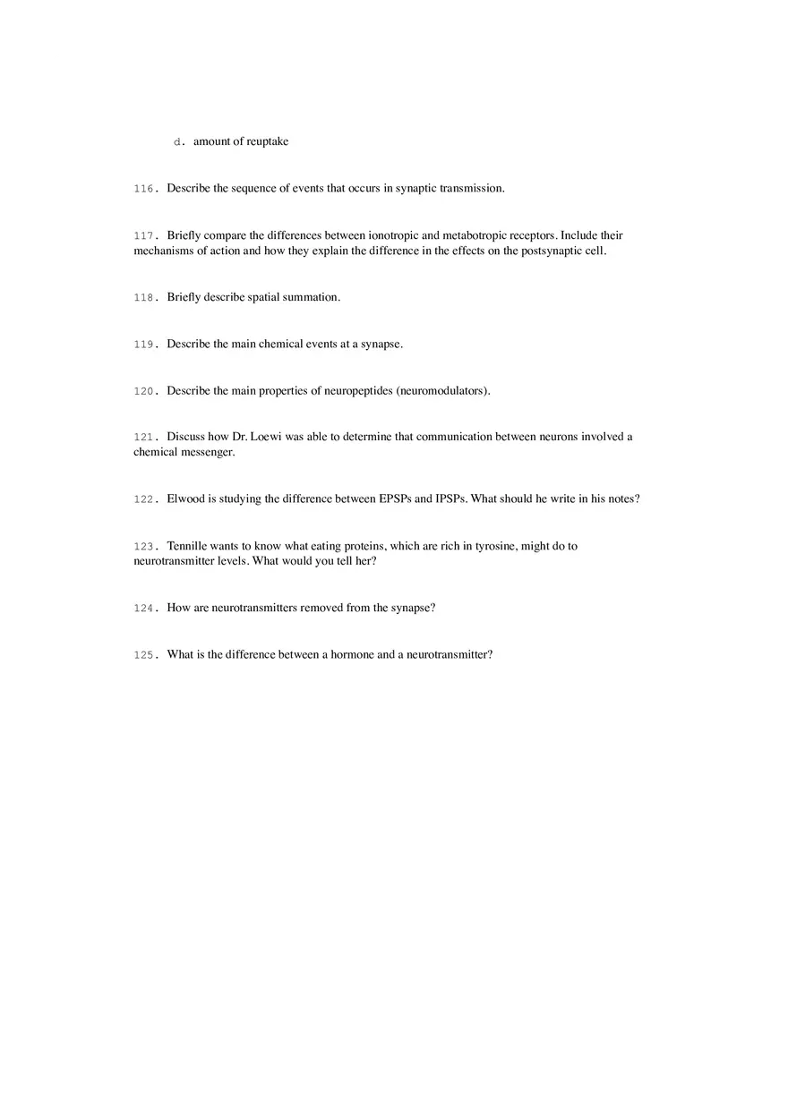 Neural Communication and Synaptic Transmission Quiz Part 2 - Page 3