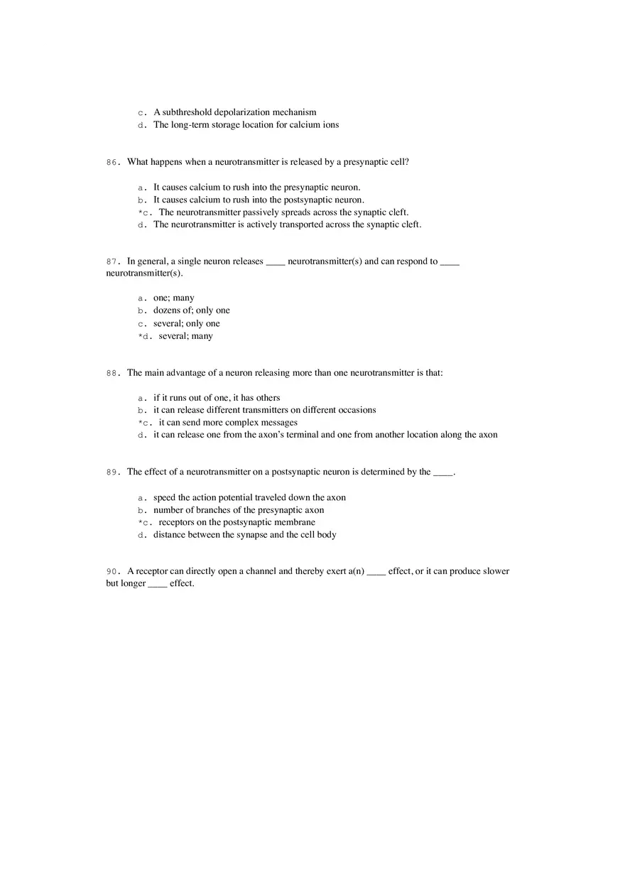 Neural Communication and Synaptic Transmission Quiz Part 2 - Page 6