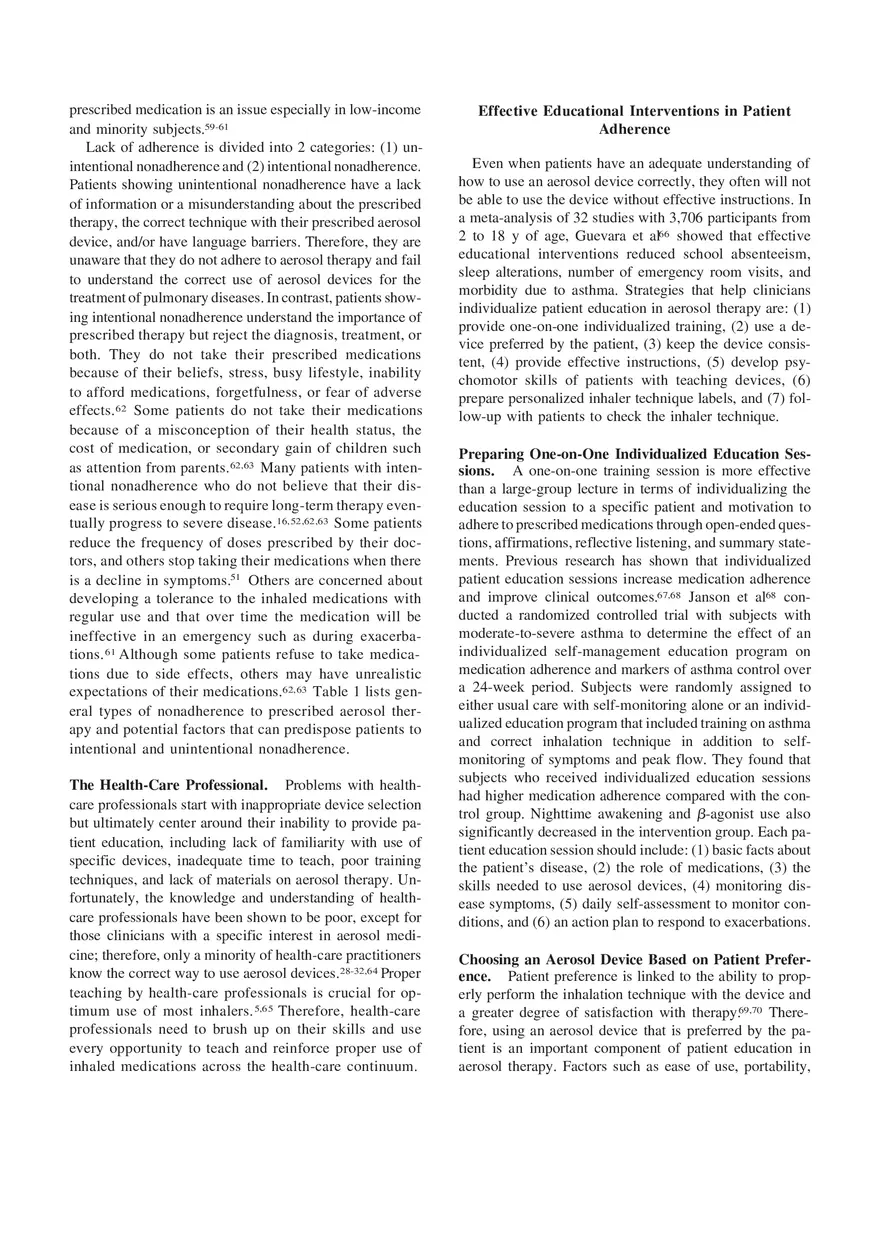 Patient Education and Adherence to Aerosol Therapy - Page 10