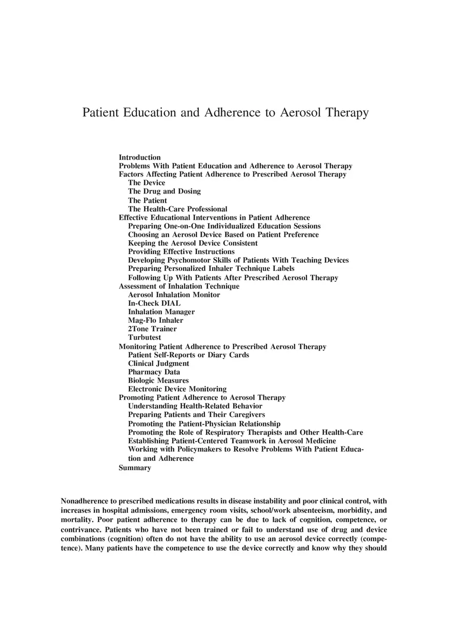 Patient Education and Adherence to Aerosol Therapy - Page 1