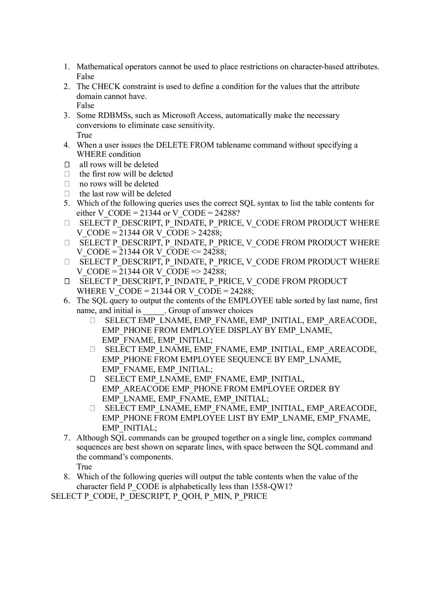 Quiz Question Bank Software Engineering Part 1 - Page 1