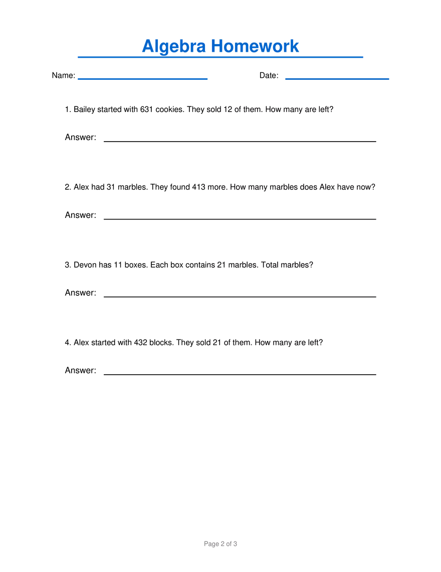 Algebra Homework #4 - Page 2