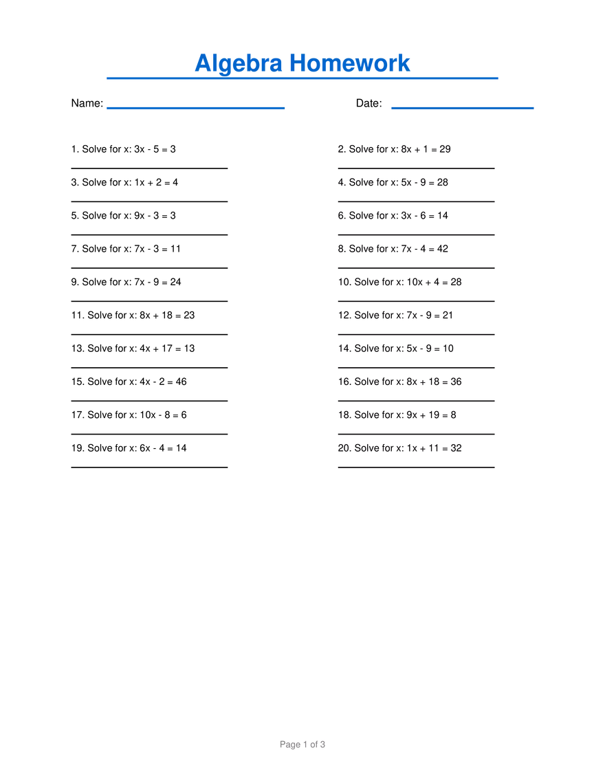 Algebra Homework #5 - Page 1