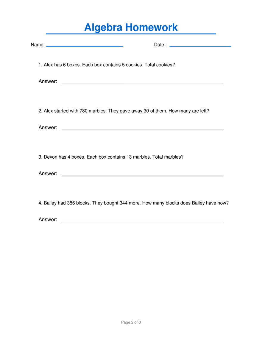 Algebra Homework #5 - Page 2