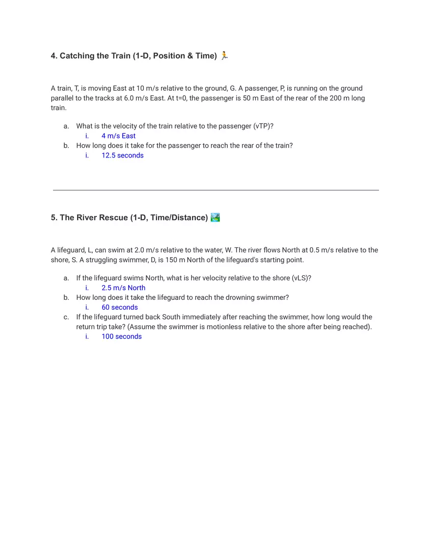 In Class Relative Motion Practice - Page 2