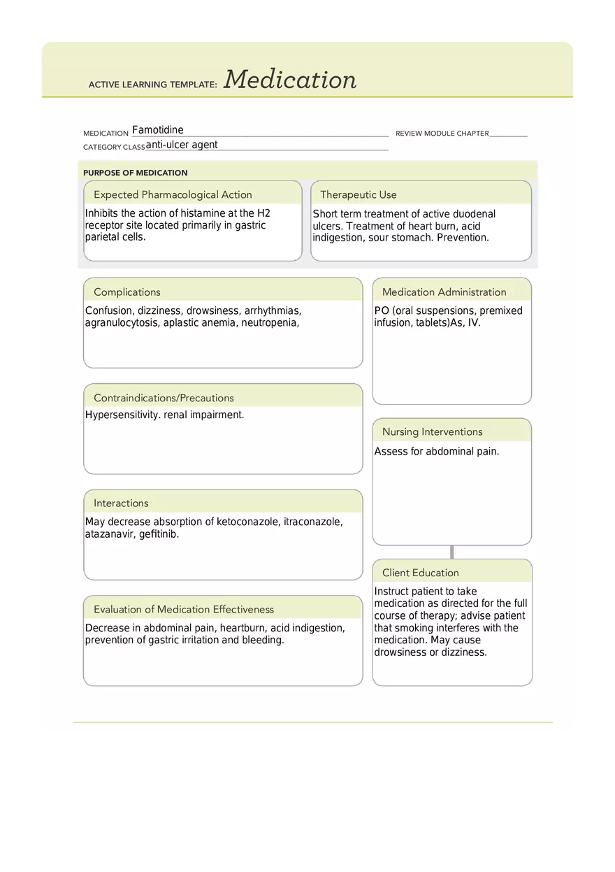 Famotidine - Med Card - Page 1