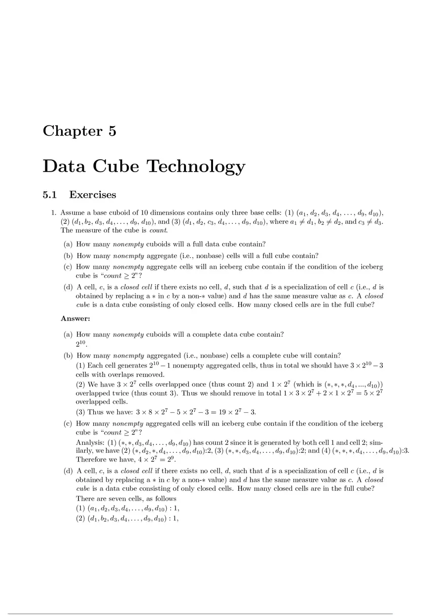 Solution Manual for Data Mining Chapter 5 - Page 1