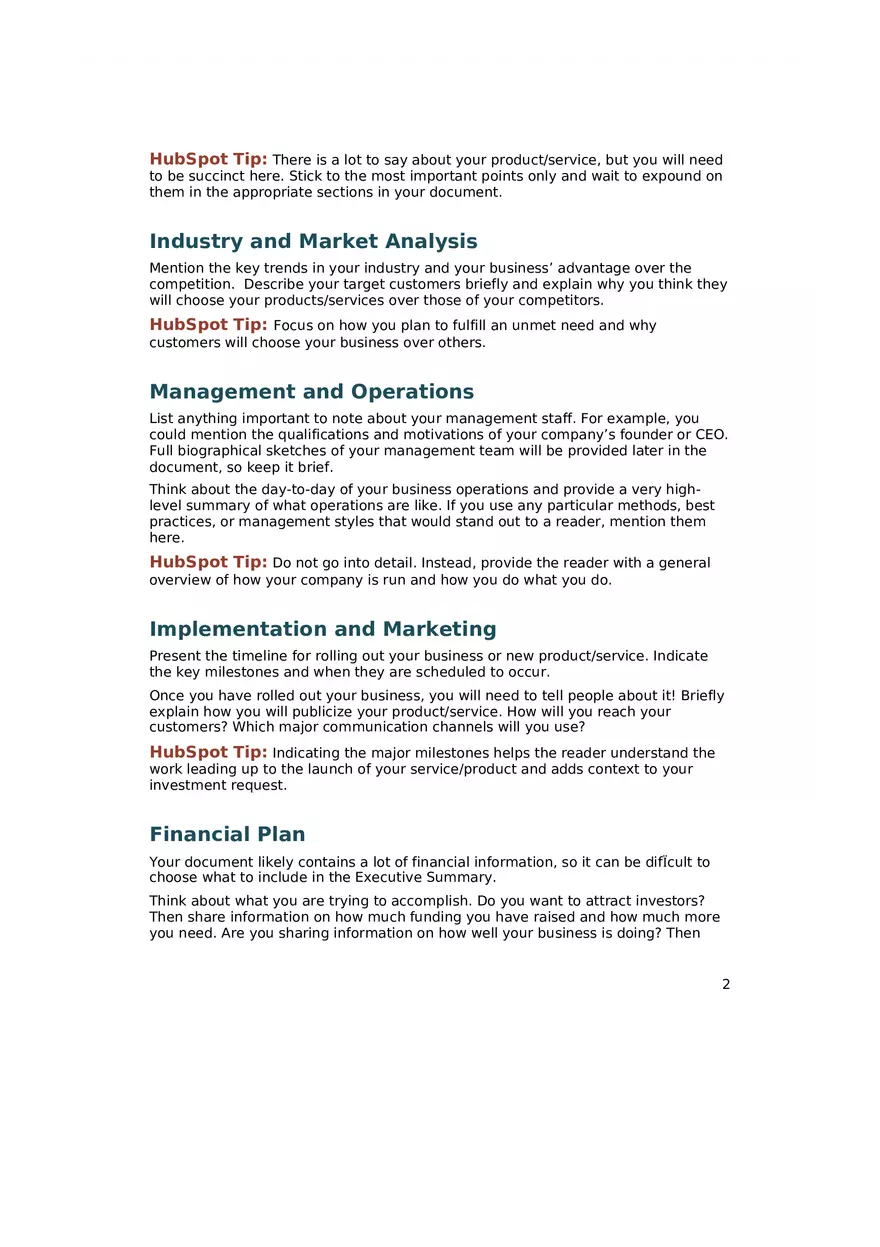 Executive Summary - Technical Writing Format - Page 2