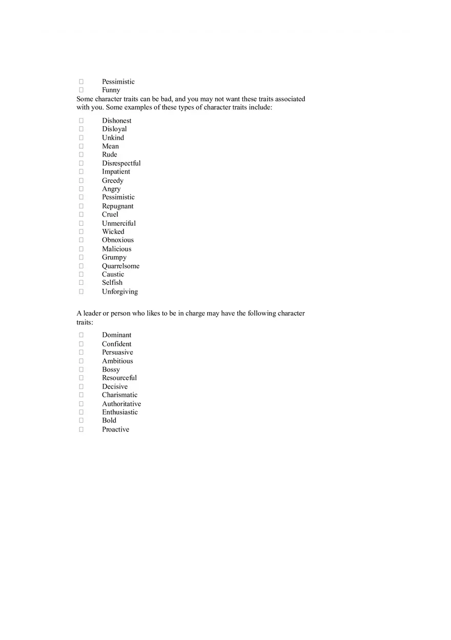 Character Trait Examples - Page 2