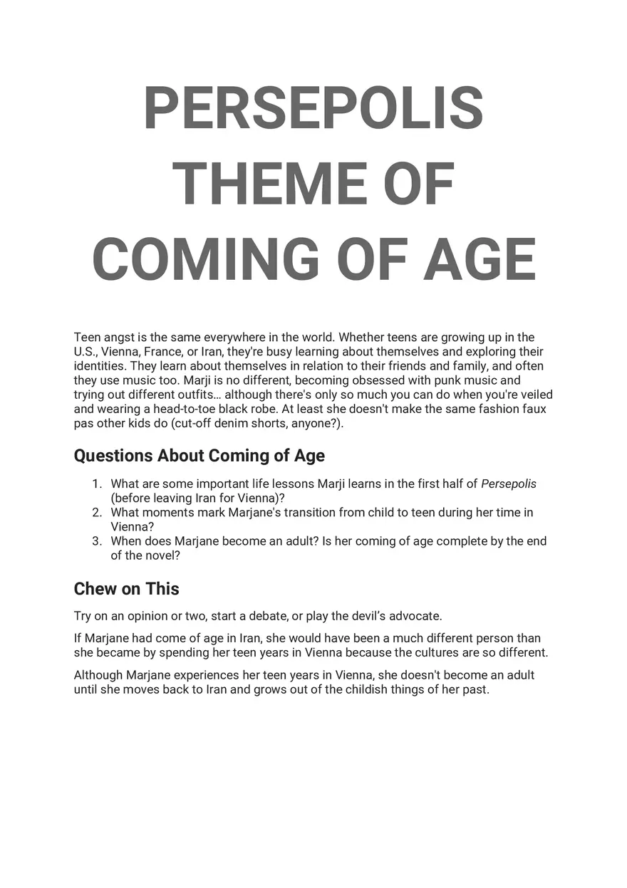 Persepolis Summary Part 4 - Page 9