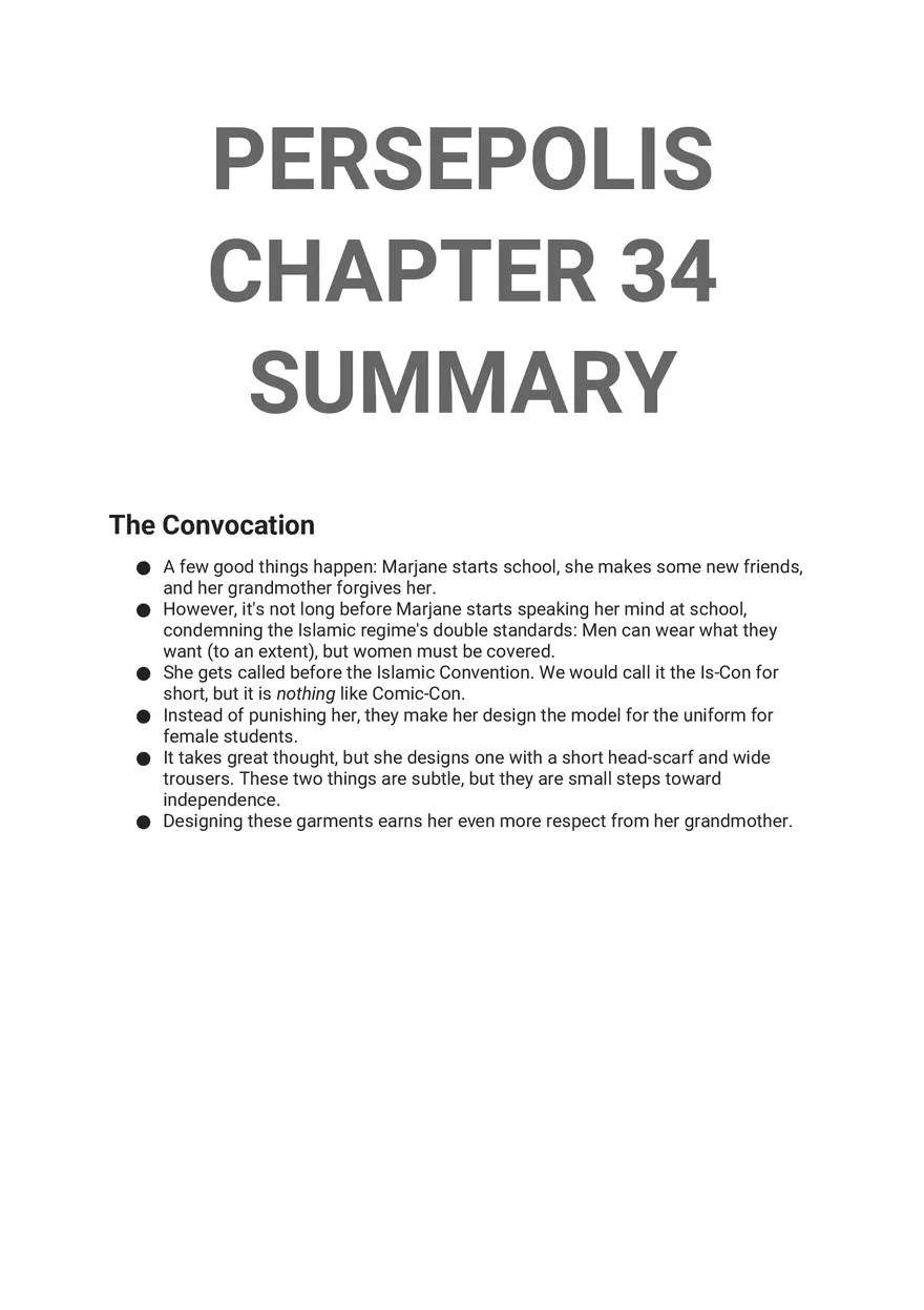 Persepolis Summary Part 4 - Page 1
