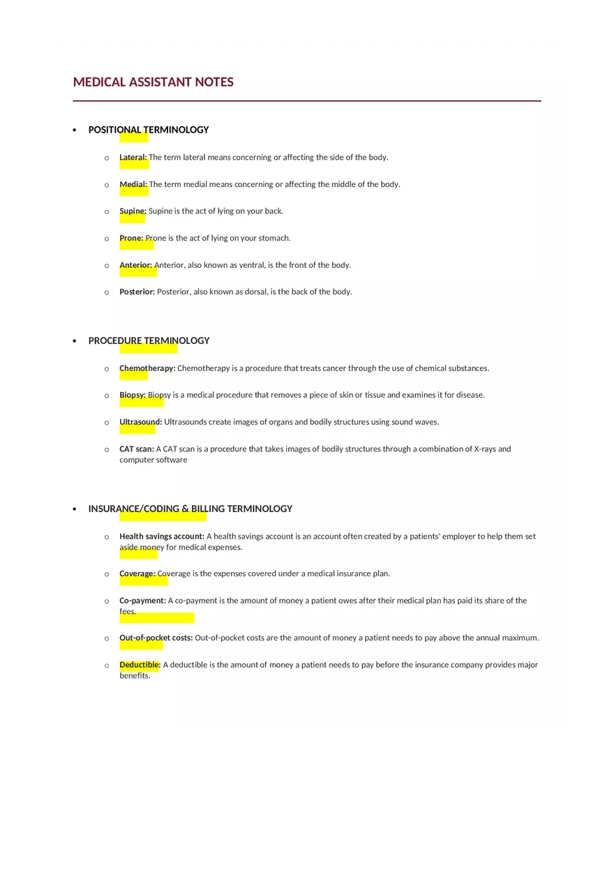 Medical Assistant Notes Lateral - Page 1