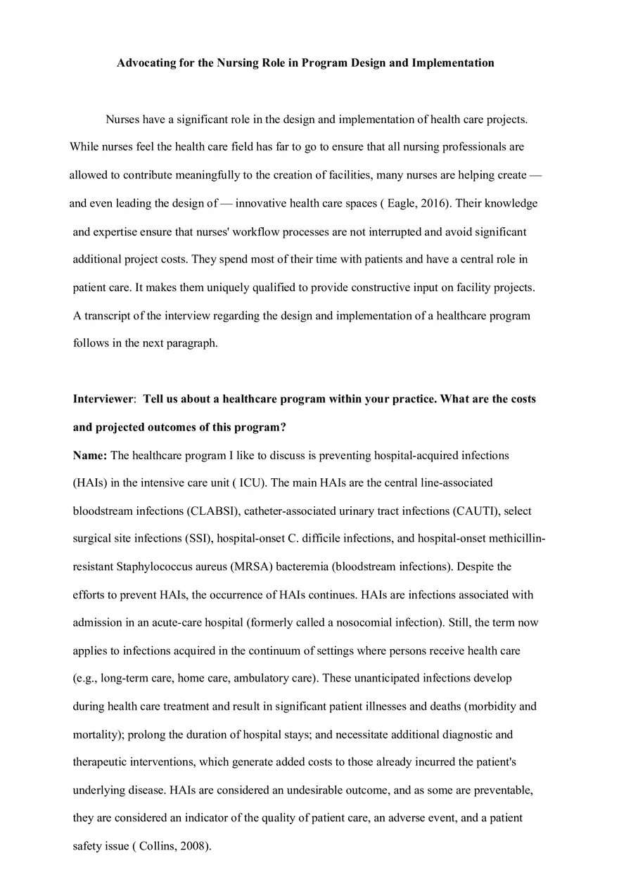 Advocating for the Nursing Role in Program Design and Implementation - Page 1