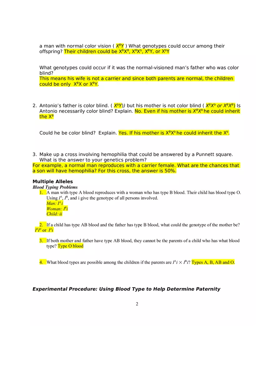 Lab On X-Linked Genetics - Page 2
