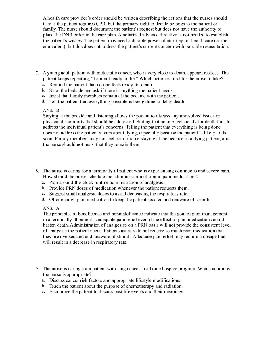 Palliative Care at End of Life Answers - Page 3
