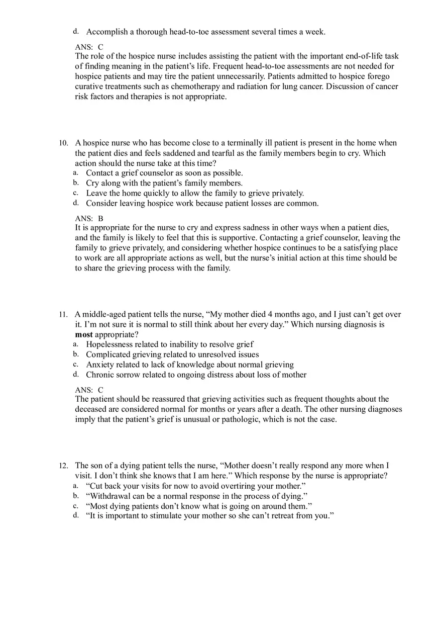 Palliative Care at End of Life Answers - Page 4