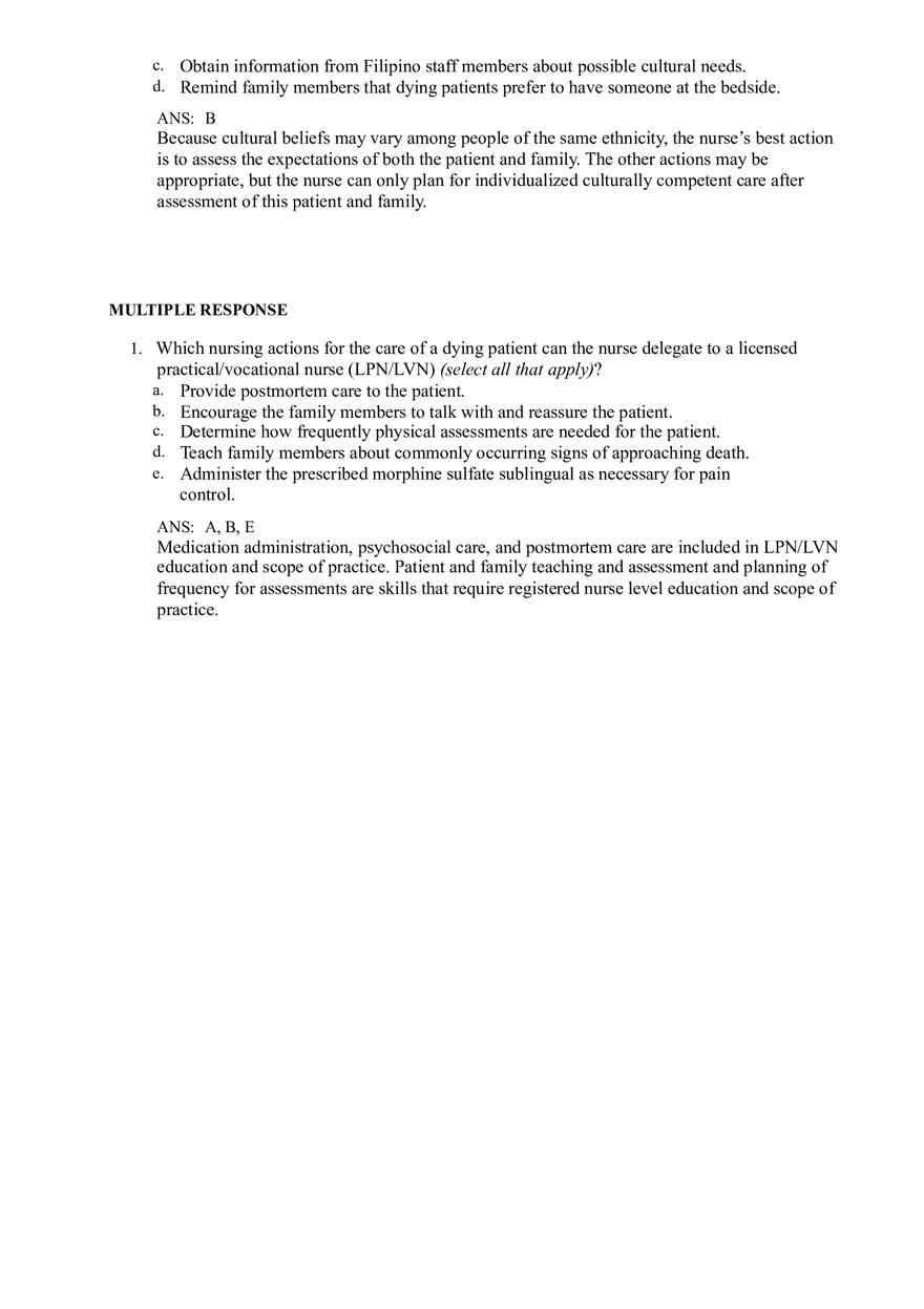 Palliative Care at End of Life Answers - Page 6