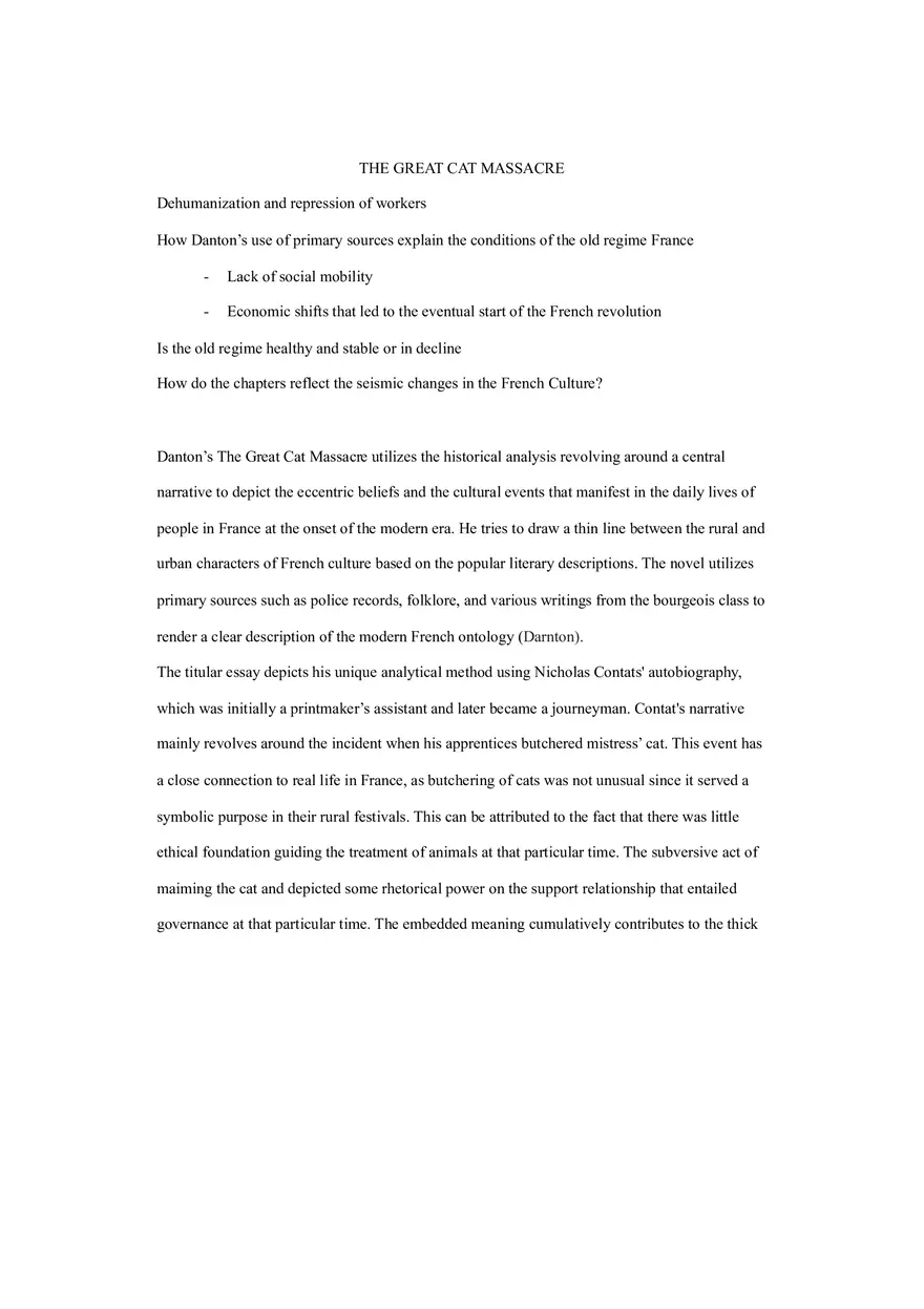 History on The Great Cat Massacre - Page 1