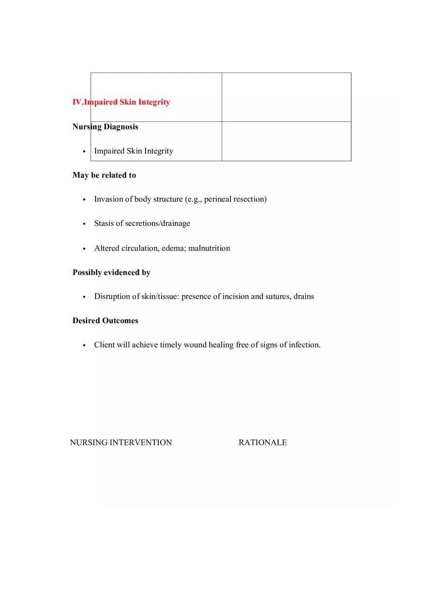 Care Plan On Ileostomy and Colostomy - Page 12