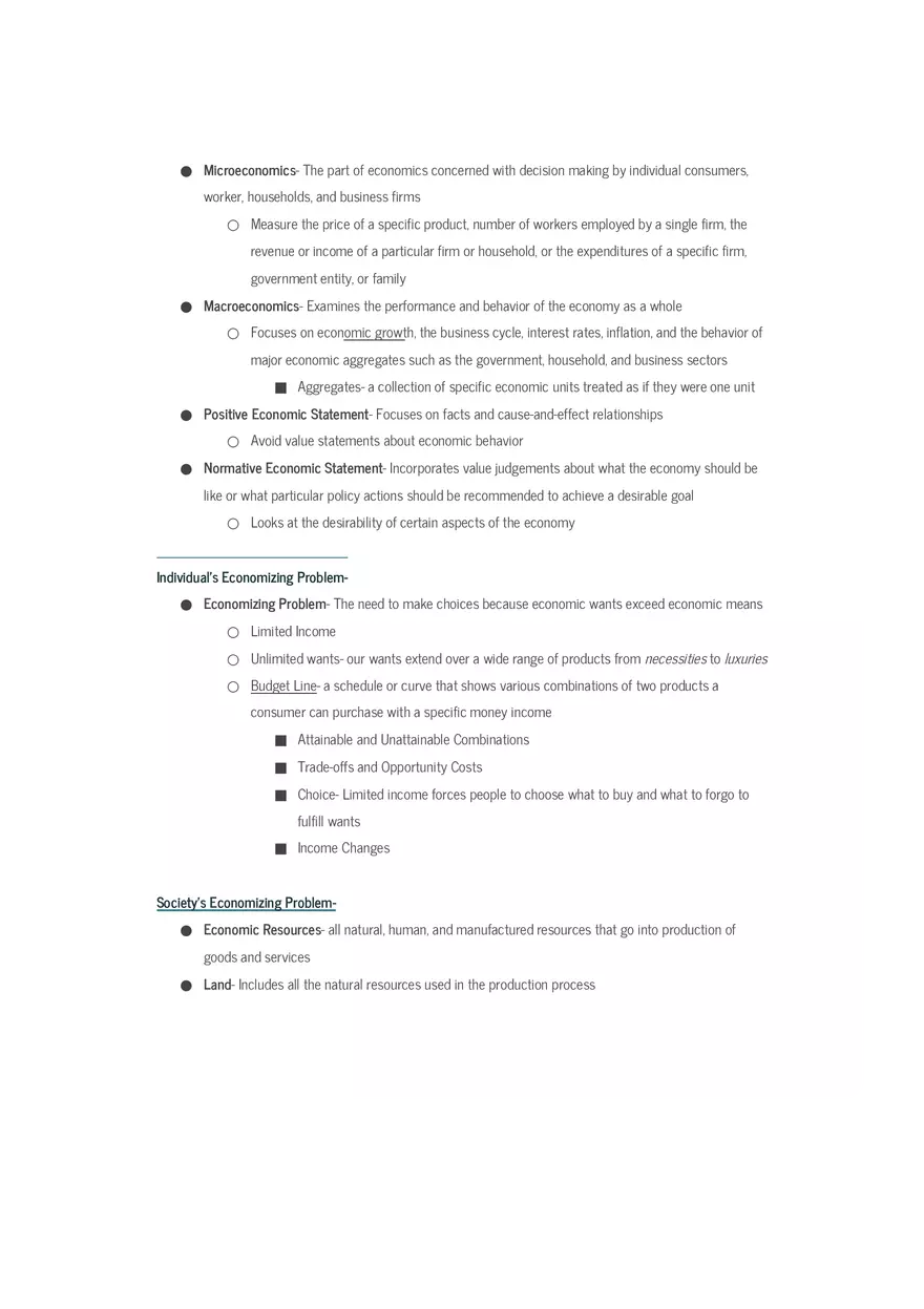 Microeconomics Final Exam Review Sheet Part 1 - Page 2