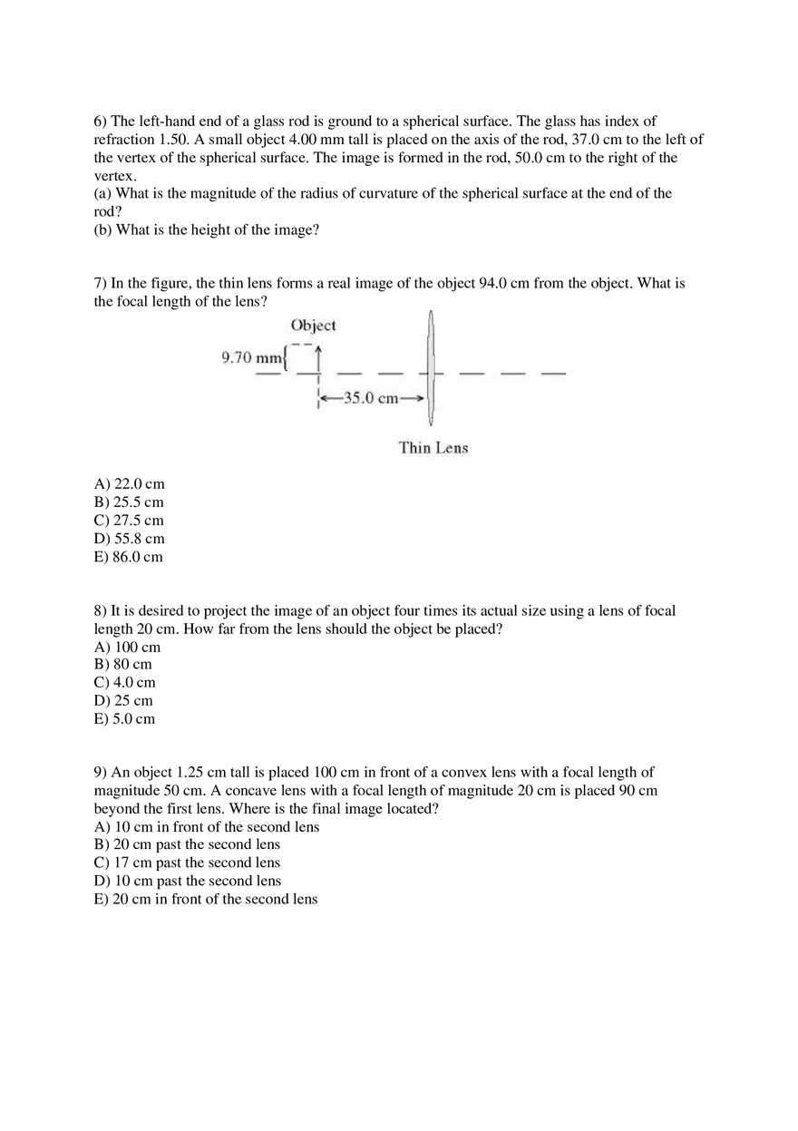 Geometric Optics Fourth Assignment Questions - Page 2