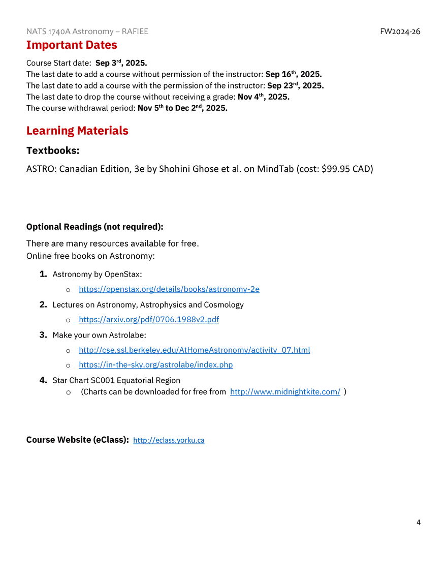 NATS 1740 Astronomy Syllabus - Page 9