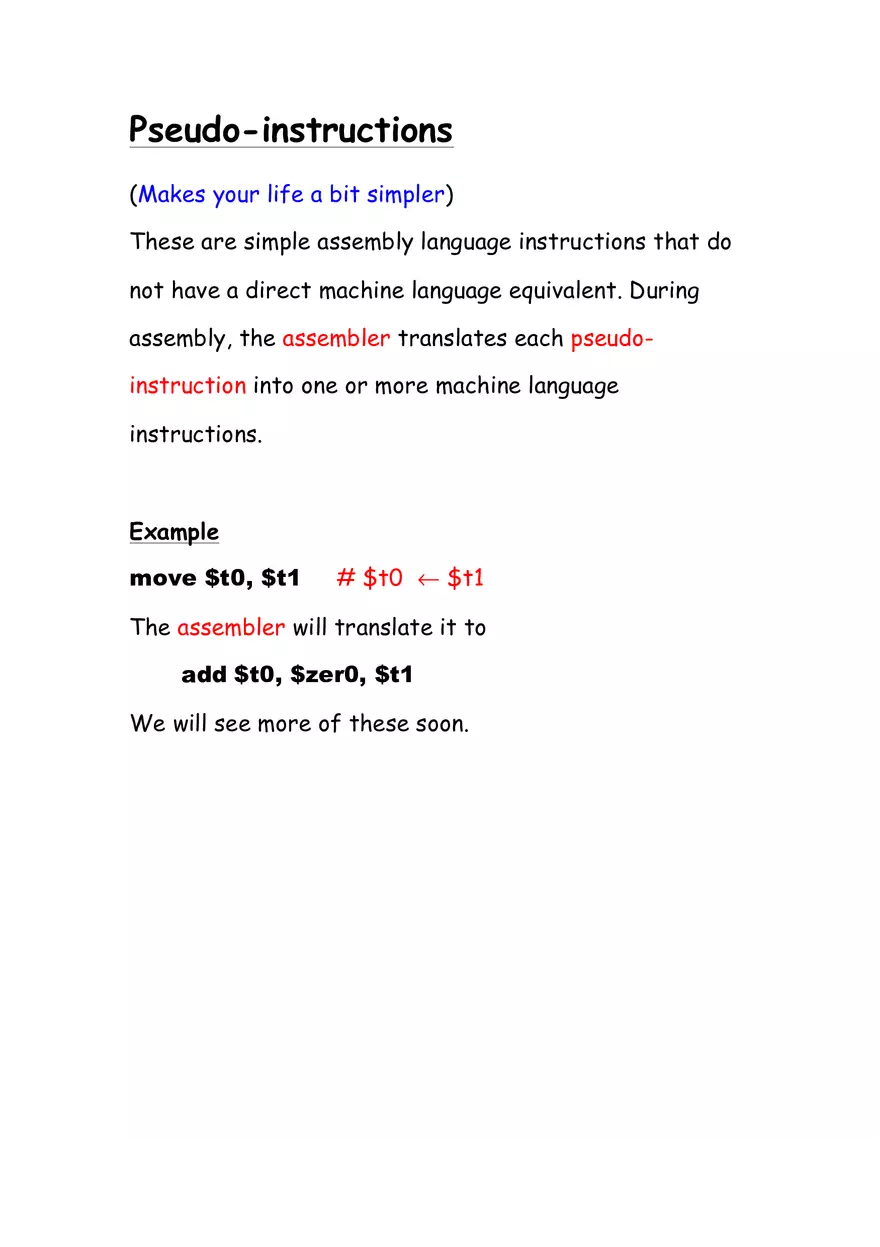 MIPS Registers - Assembly Instructions - Page 11