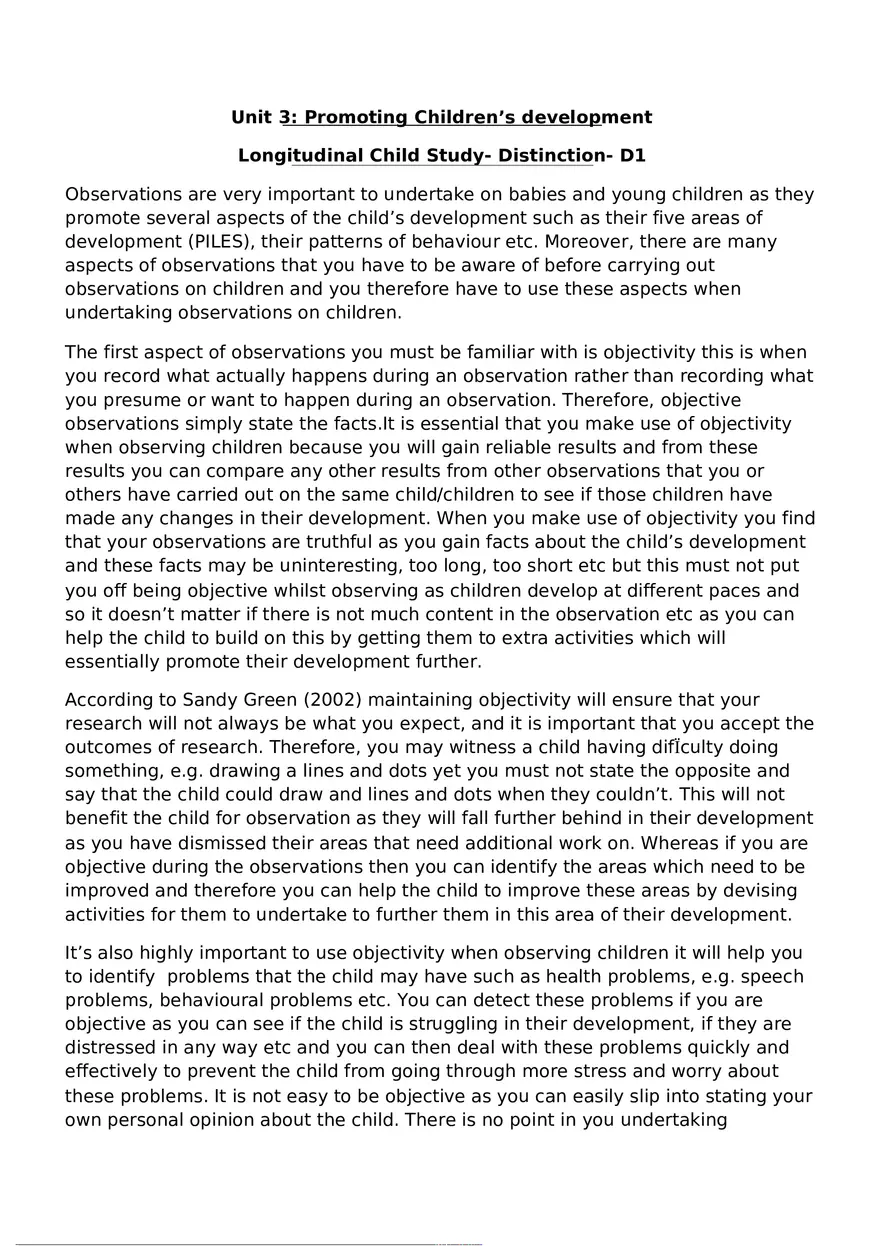 Longitudinal Study - Promoting Children’s Development - Page 1