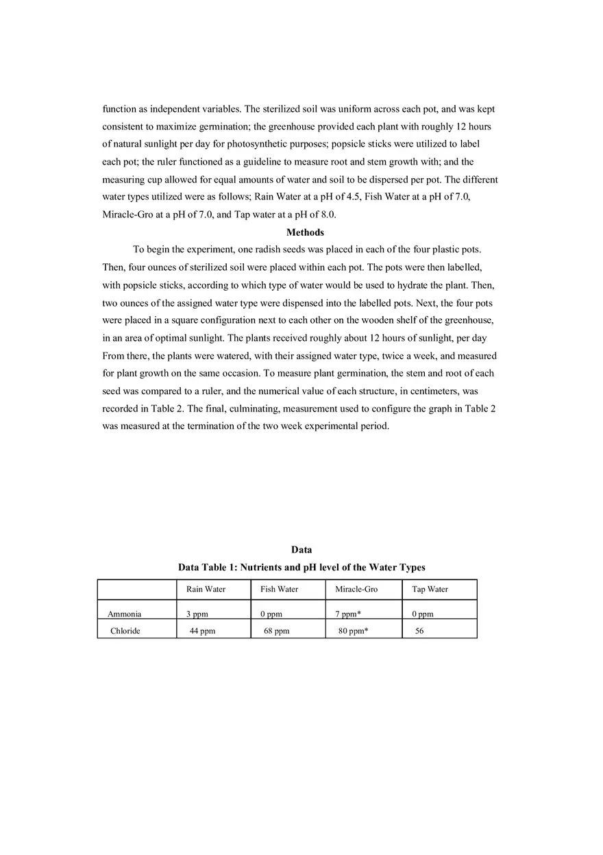 Effects of Water Types on Radish Plant Growth Lab Report - Page 3