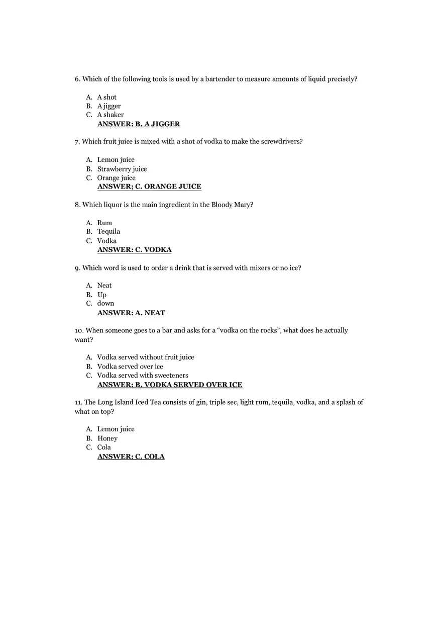 Bartending Question and Answer Quiz - Page 2