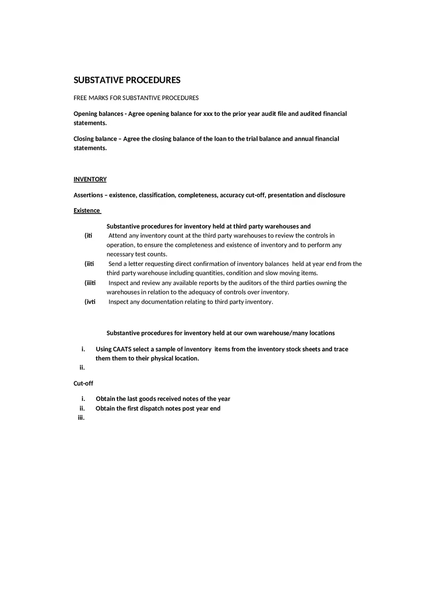 Substantive Procedures - Page 1