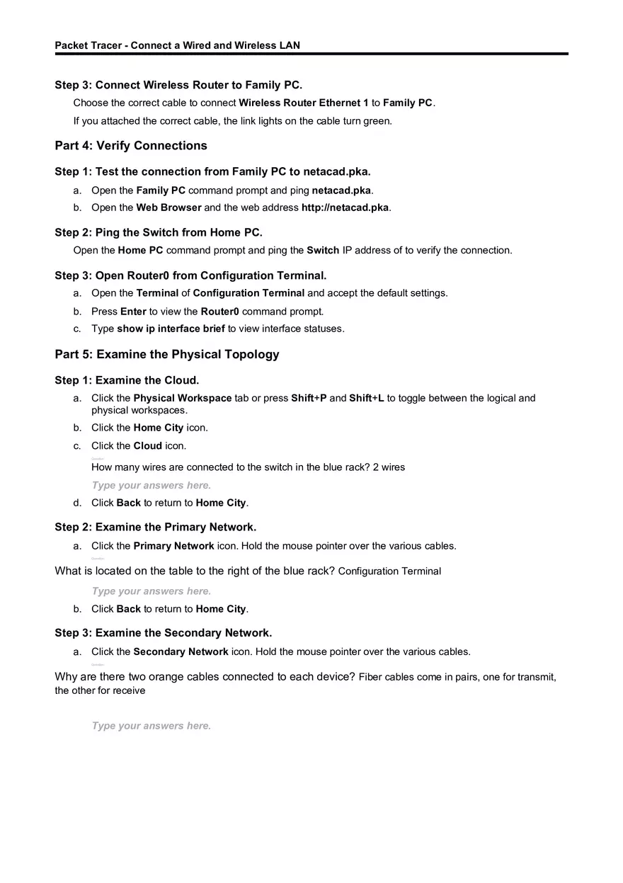Packet Tracer - Connect a Wired and Wireless LAN - Page 3