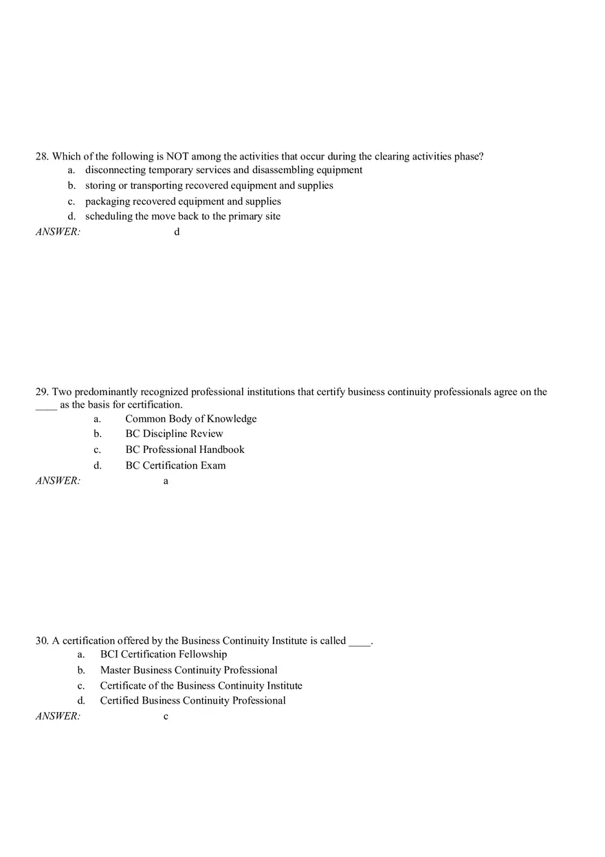 Business Continuity Answer Part 2 - Page 1