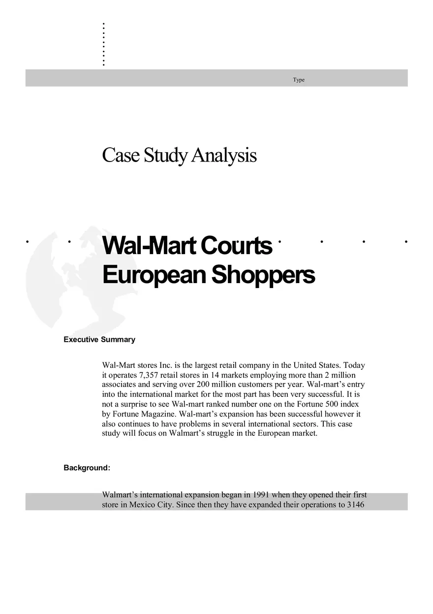 Walmart - Case Study Analysis Assignment - Page 1