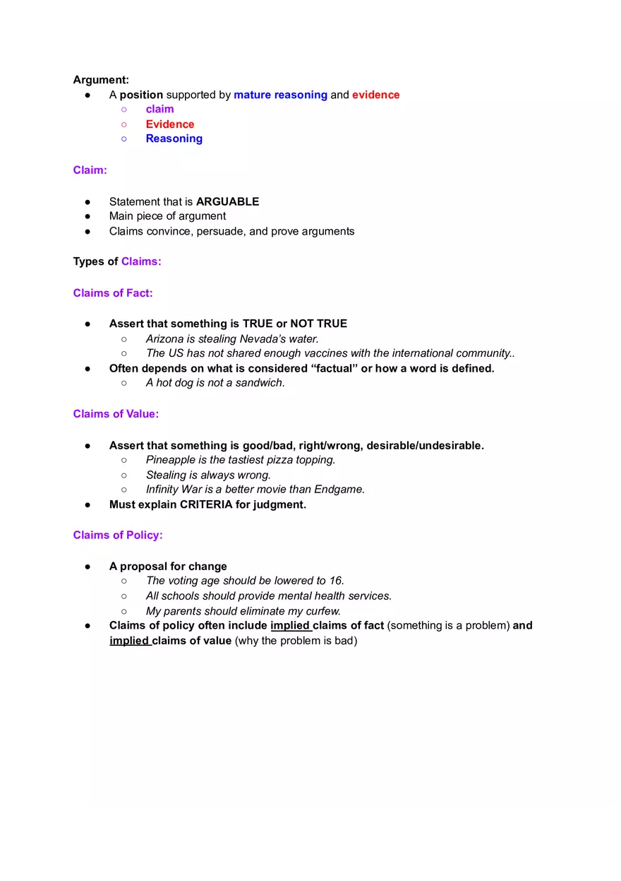Lang Understanding Argument Claims, Evidence, Reasoning - Page 1