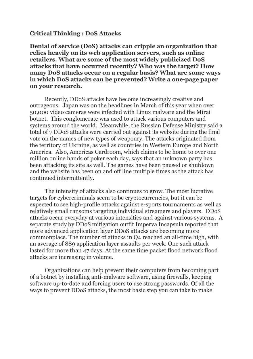 DoS Attacks - Page 1