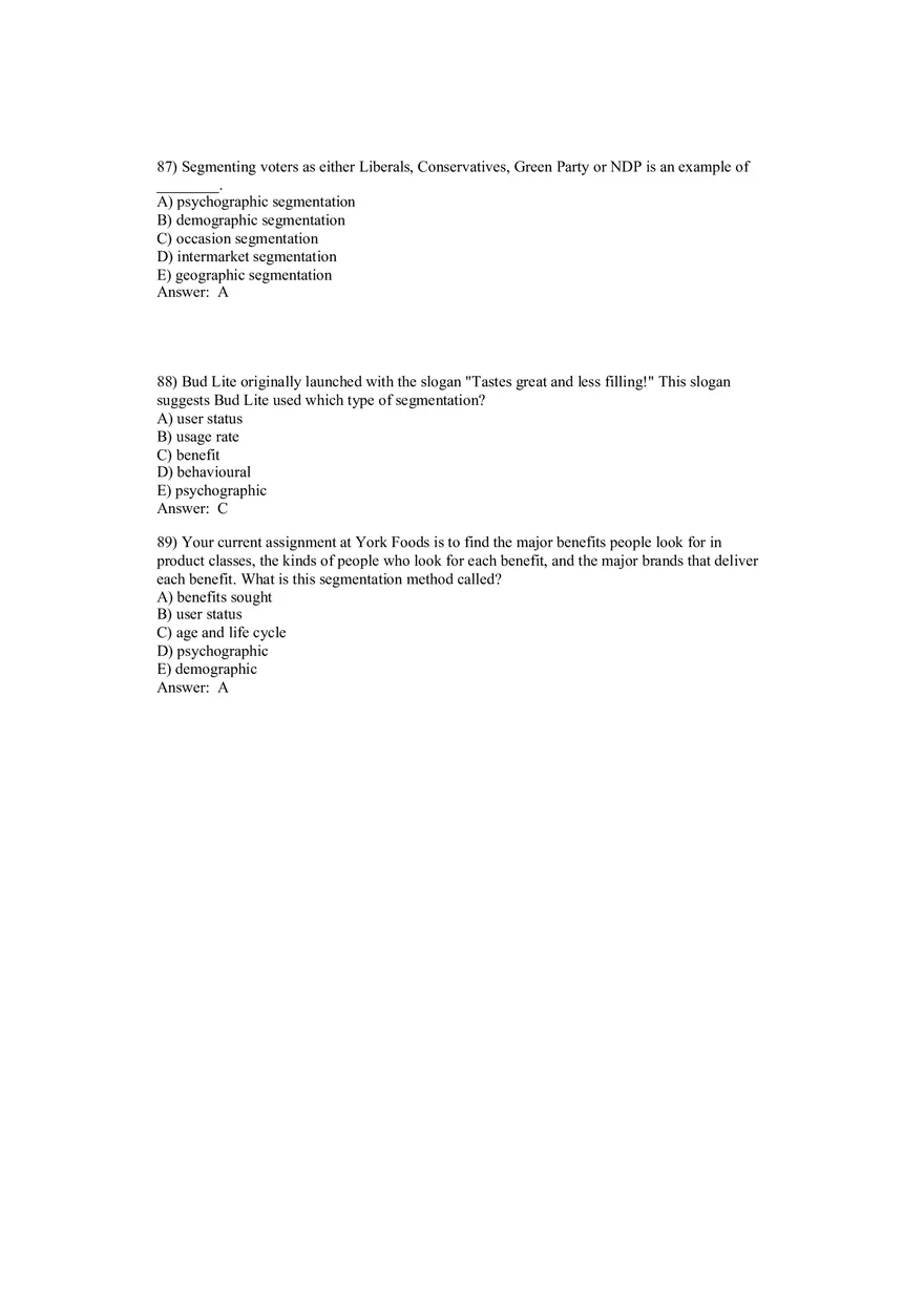 Segmentation, Targeting, and Positioning Answer Key Part 3 - Page 5