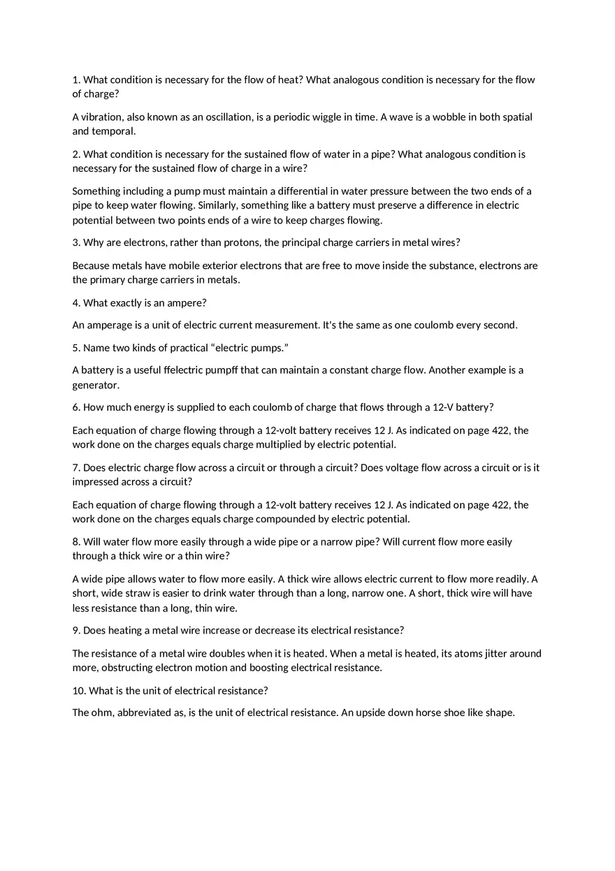 Electric Current and Charge Flow Basic Concepts and Analogies - Page 1